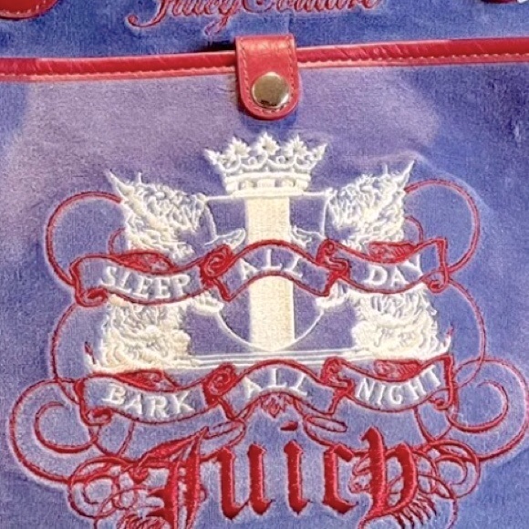 Rare Juicy Couture Sleep all day Bark all night velour blue dog carrier - Picture 3 of 11